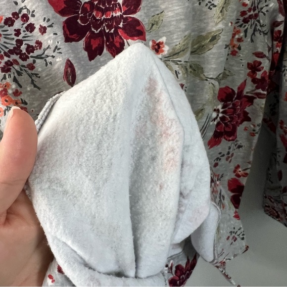 Croft & Barrow Grey Red Floral Boat Neck Long Sleeve Cotton Blend Sweatshirt 2X - Picture 6 of 6